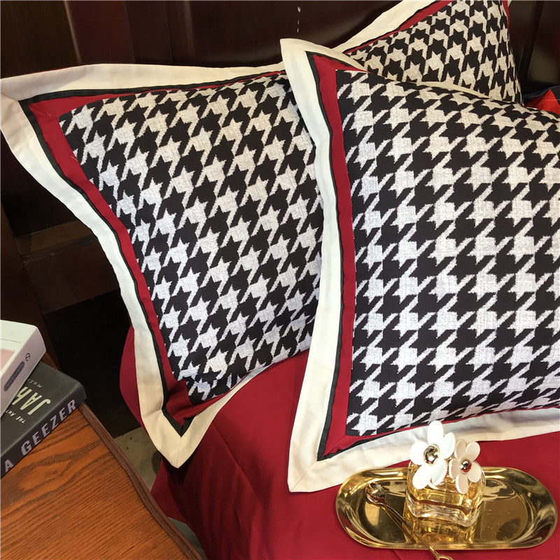 American Retro Cotton North Velvet Bedding Simple Houndstooth