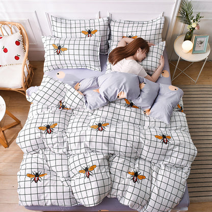 Bedding Printed Bed Four-piece Aloe Cotton Bed Sheet Type Bed Sheet Type