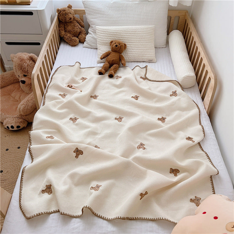 Cartoon Embroidery Baby Blanket Organic Nap Cover