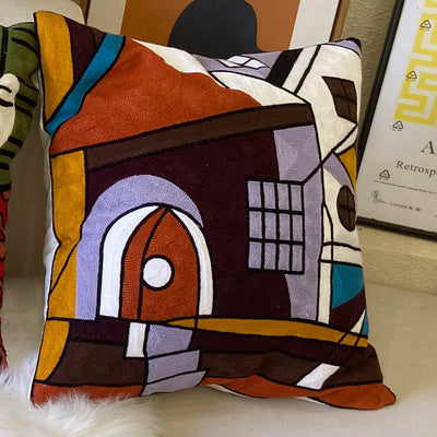 Coussin brodé contre la taie d'oreiller abstraite Picasso en trois dimensions