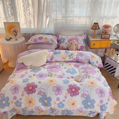 Home Fashion Simple Printing Cotton Bed Four-piece Set