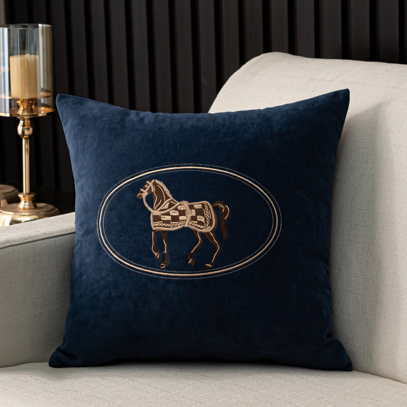 Hand-embroidered Cushion Cover Horse Pattern Pillowcase