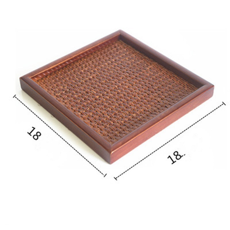 Rattan Woven Tea Tray Creative Tray Non-Slip Bamboo Woven Wooden Plate