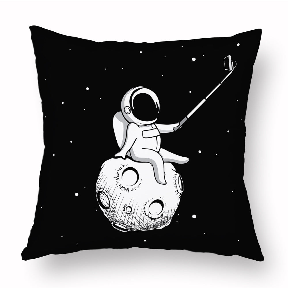 Taie d'oreiller courte en peluche représentant un astronaute de dessin animé