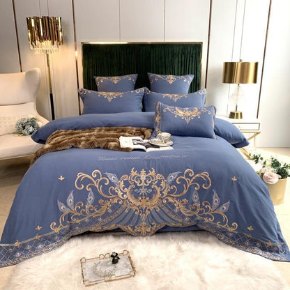 European-Style Luxury High-End Four-Piece Cotton Bed Linen And Silk Embroidery Quilt Cover