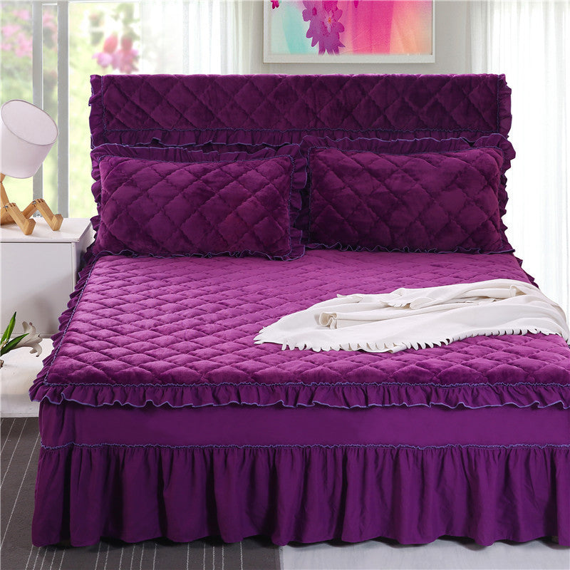 Solid color bed cover