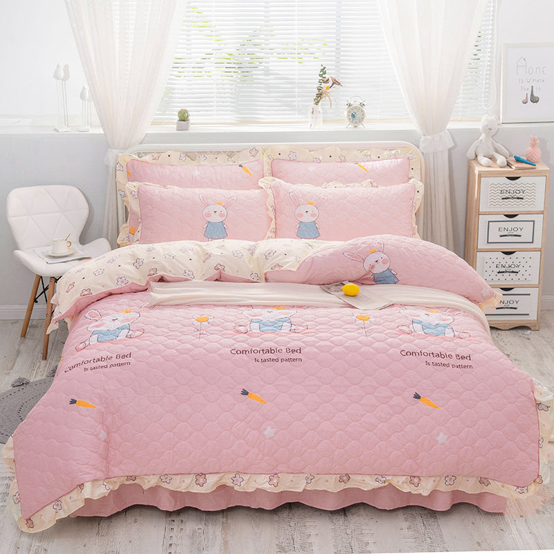 Four-piece Padded Cotton Side Non-slip Bed Skirt