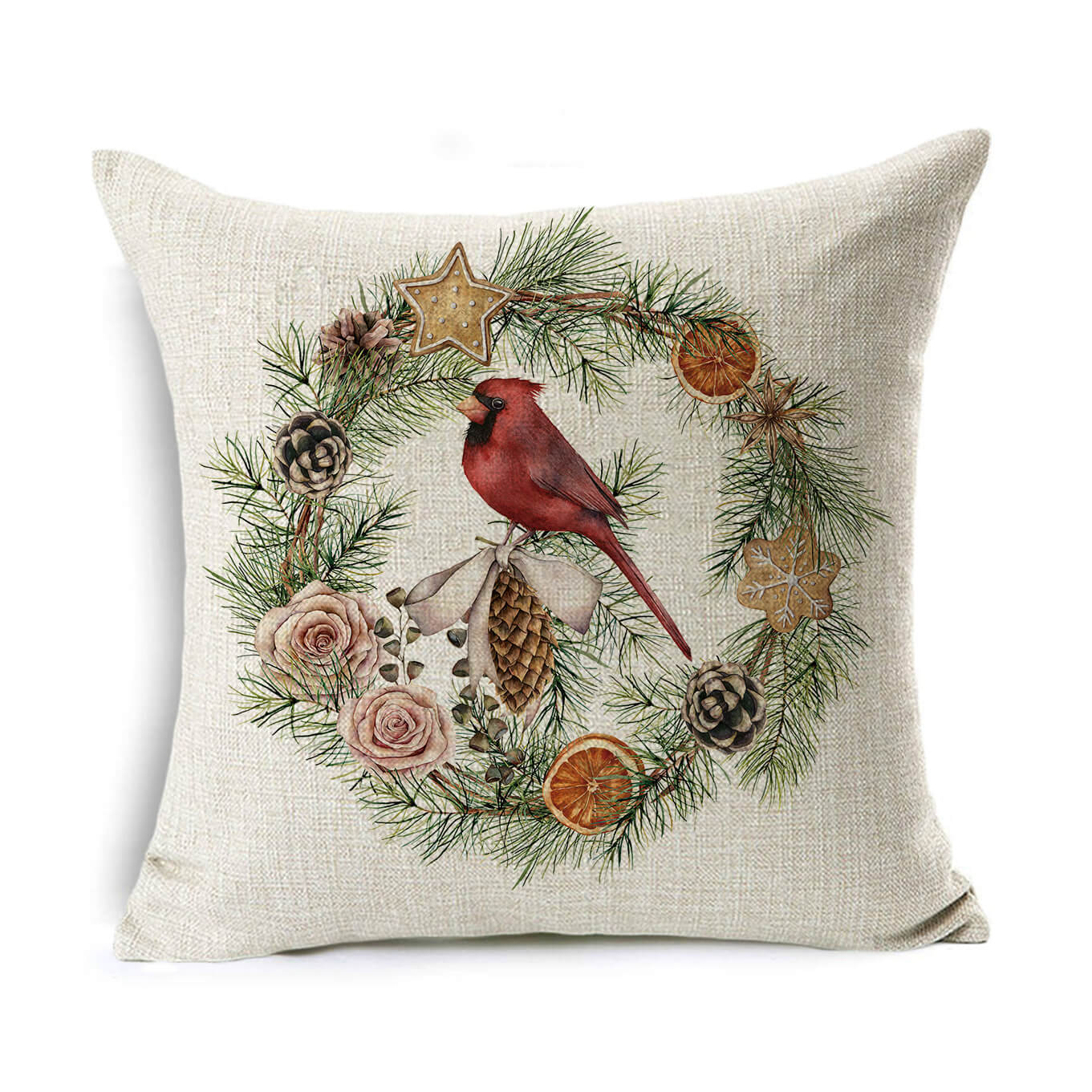 Christmas Gift Wreath Linen Hugging Pillowcase