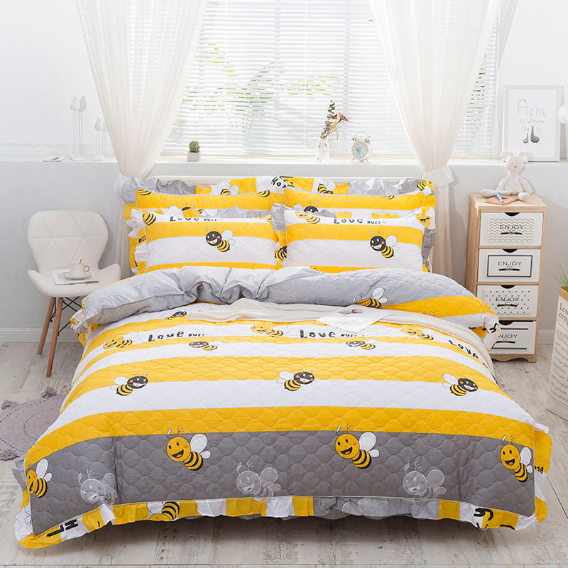 Four-piece Padded Cotton Side Non-slip Bed Skirt