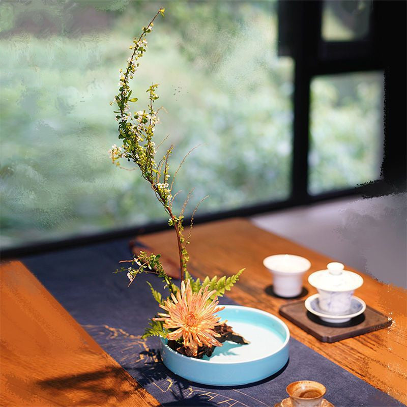 Arrangement floral japonais Assiette à fleurs chinoise en céramique