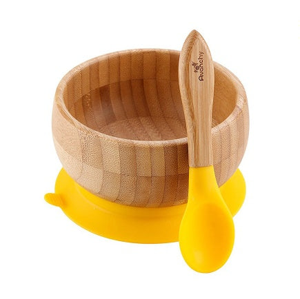 Bol en bambou américain Avanchy bol naturel pour bébé ensemble de cuillères assiette pour bébé bol de nourriture complémentaire fond ventouse vaisselle pour enfants