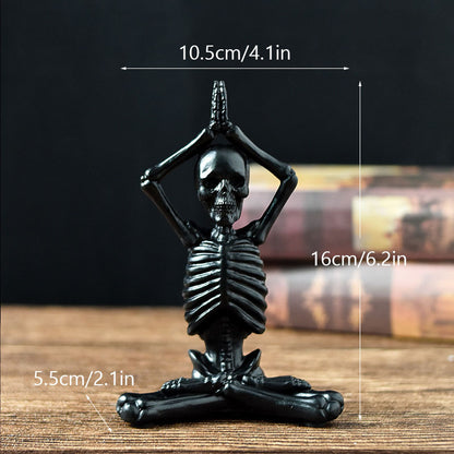 Halloween Horror Desktop Decoration Resin Ornaments Feature Modeling Yoga Skull Skeleton