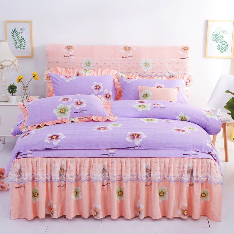 Thickened brushed lace bed skirt lace bedding