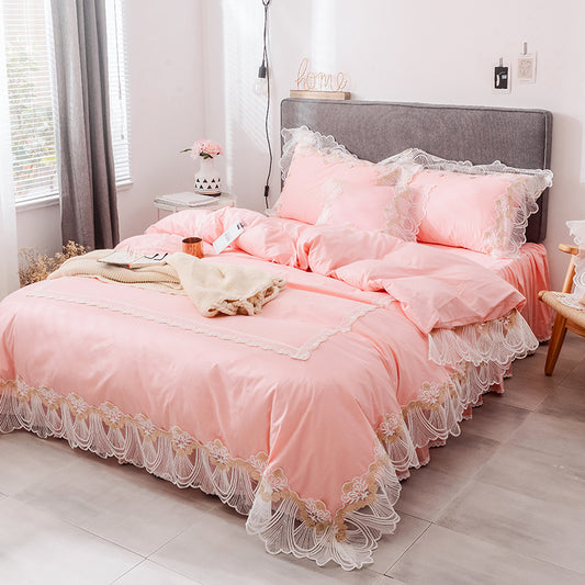 Cama de algodón estilo princesa de cuatro piezas