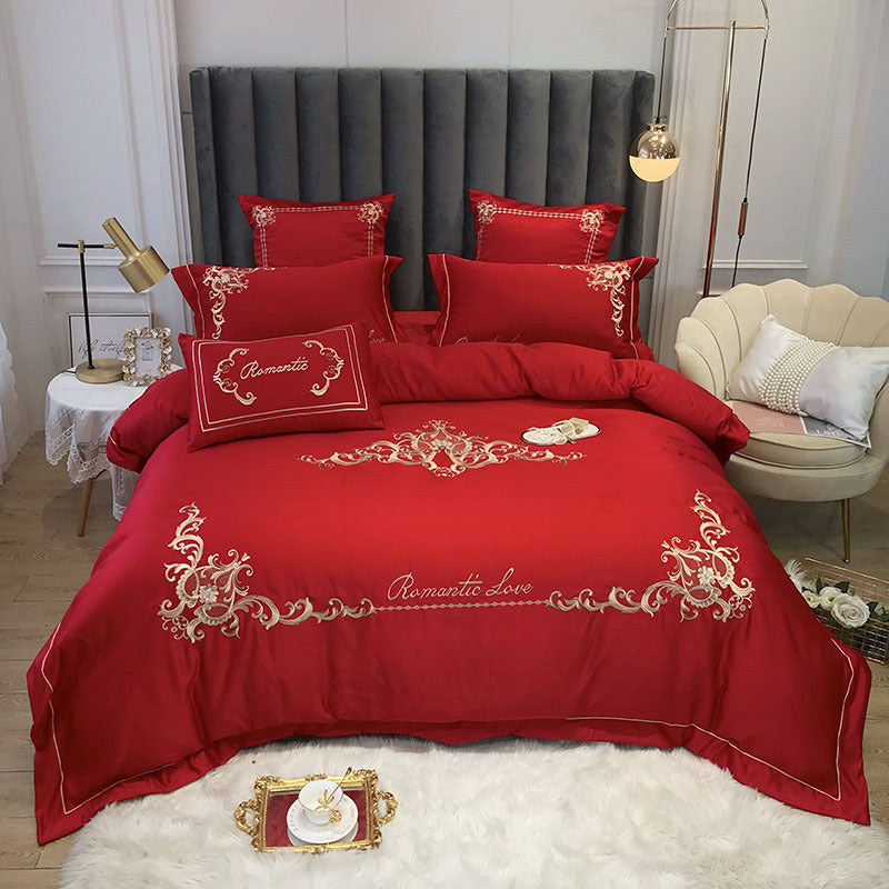 Four-Piece Cotton Bedding Ice Silk Summer European Style