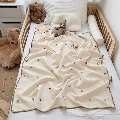 Cartoon Embroidery Baby Blanket Organic Nap Cover