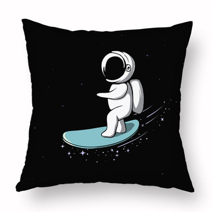 Taie d'oreiller courte en peluche représentant un astronaute de dessin animé