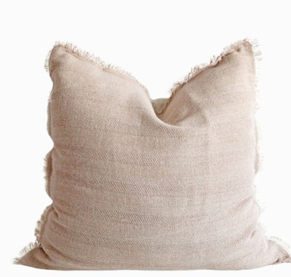 Summer Raw Edge Cotton And Linen Sofa Bed Decorative Cushion Square Waist Pillow