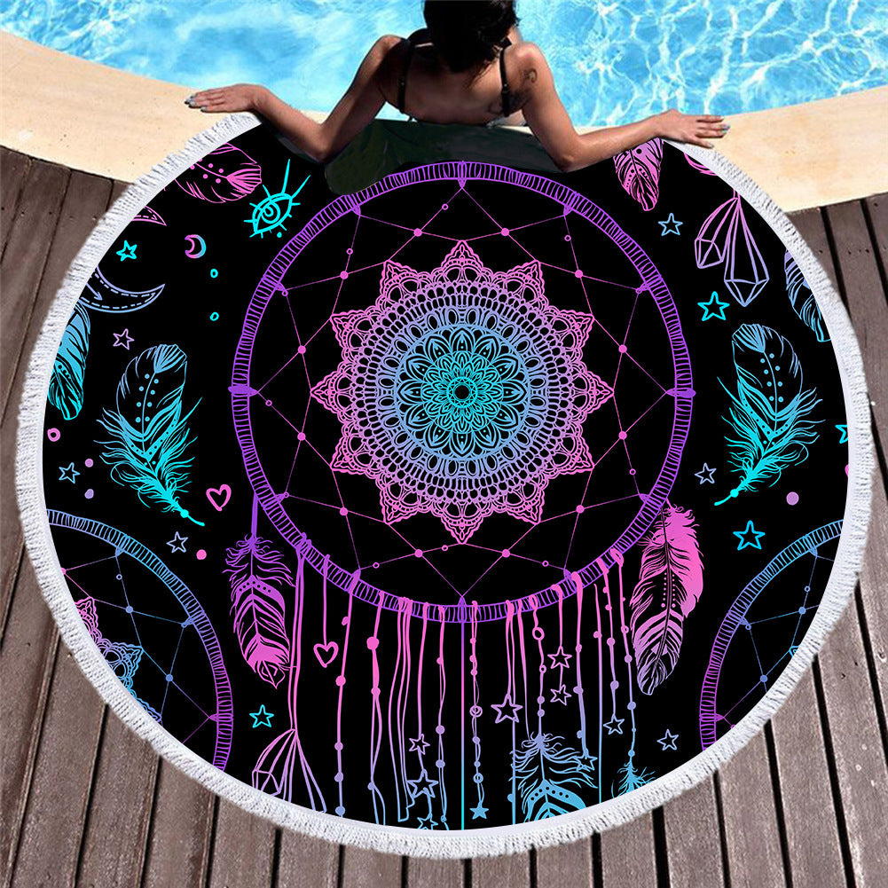 European And American Style Microfiber Round Beach Towel