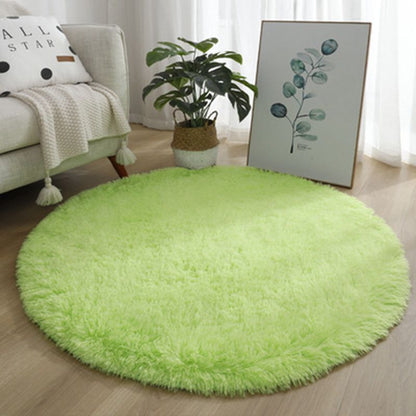 Tie Dye Silk Carpet Long Hair Round Bedroom Thickened Floor Mat