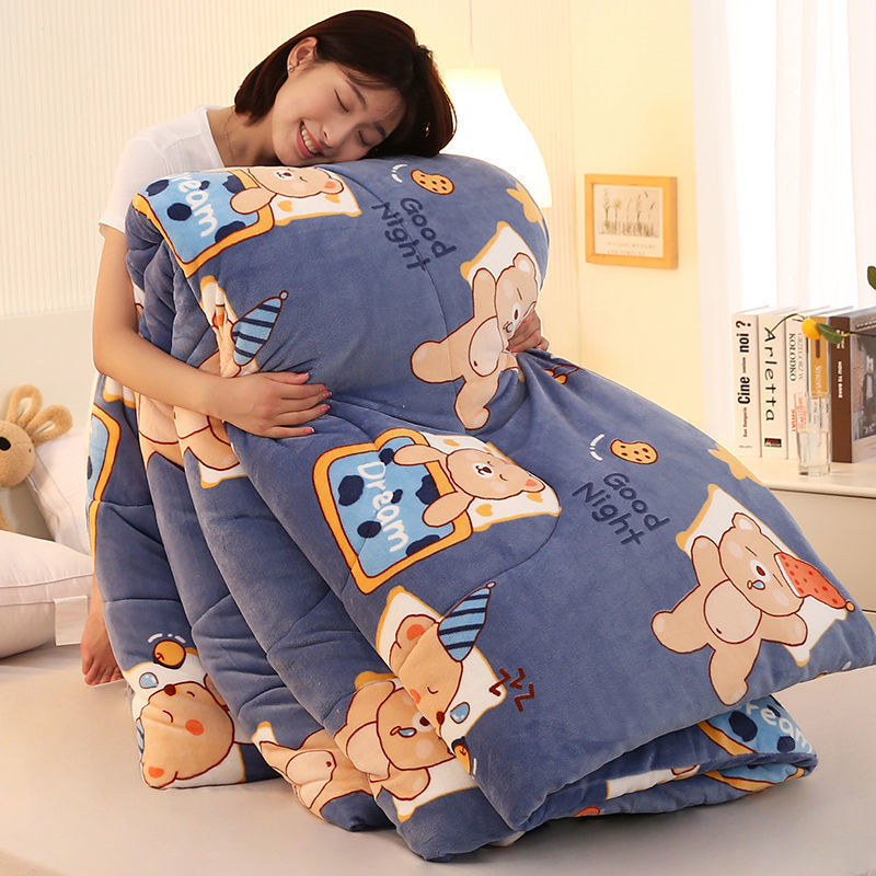 Student Dormitory Double-sided Milk Fleece Warm Skin-friendly Fleece Quilt