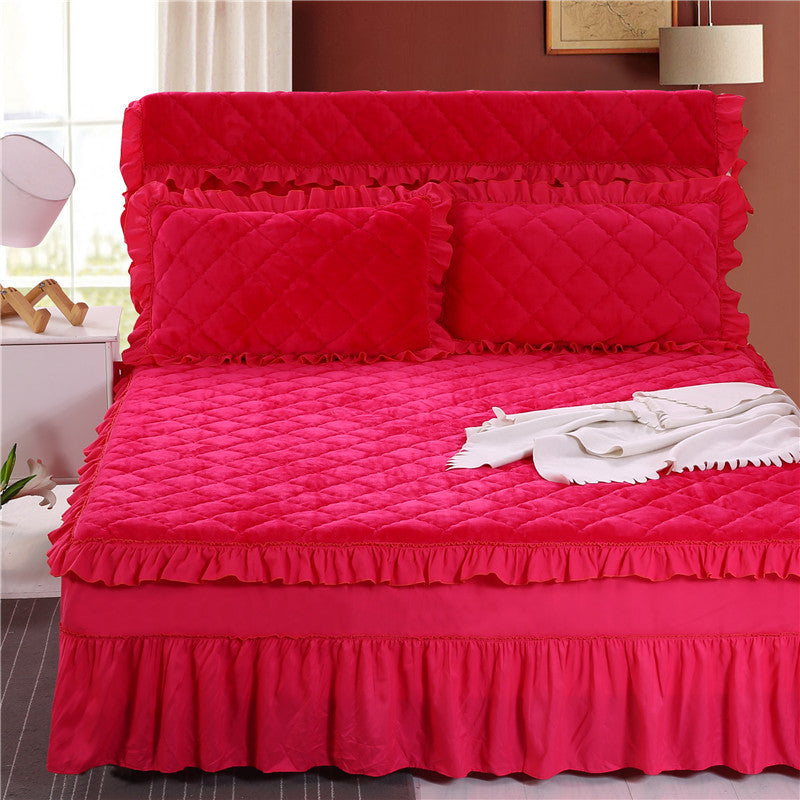 Solid color bed cover