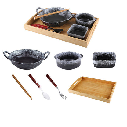 Cutlery Set Stoneware Breakfast Bowl Bibimbap Bowl Binaural Soup Bowl