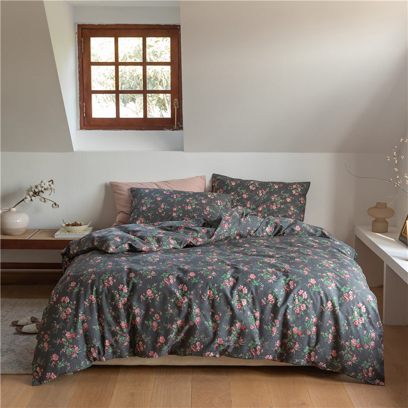 Four-piece Set Of Korean Retro Floral Cotton Bed