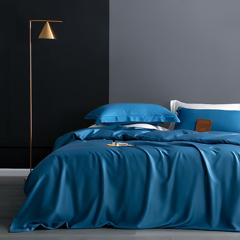 Ice silk pure color simple duvet cover sheet