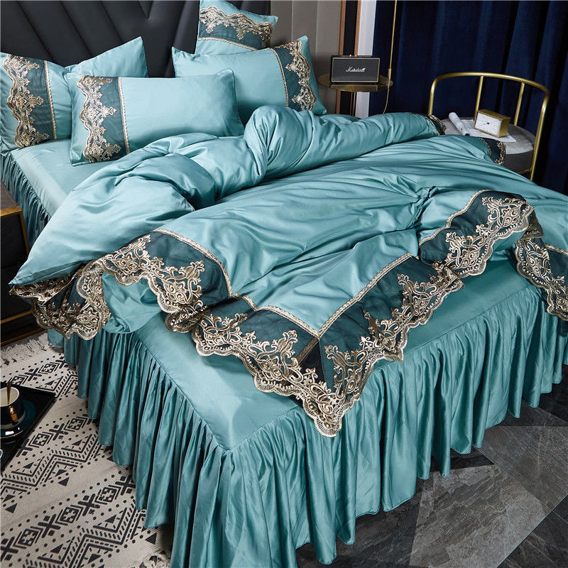 Four-piece Double-sided Ice Silk Bed Skirt For Household Use