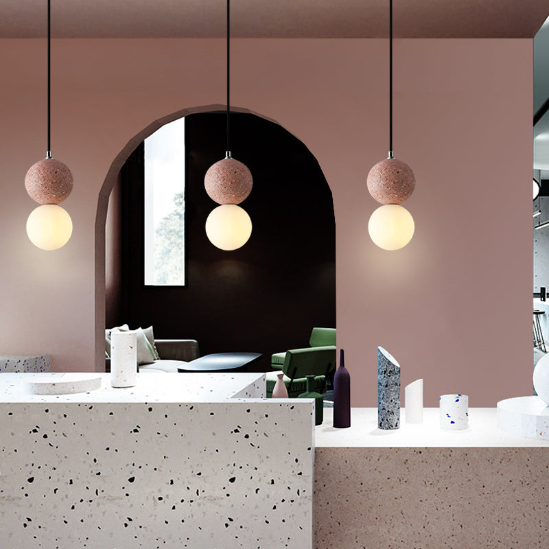 Lustre moderne en ciment et terrazzo de style nordique pour petit restaurant ou bar