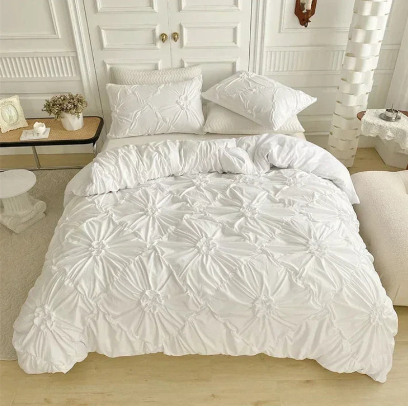 Plain 3D Three-dimensional Pull Flower Twisted Design Beddings Quilt Cover Pillowcase