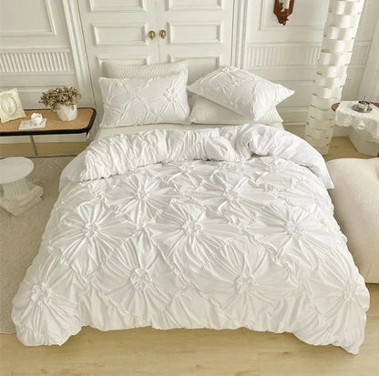 Plain 3D Three-dimensional Pull Flower Twisted Design Beddings Quilt Cover Pillowcase