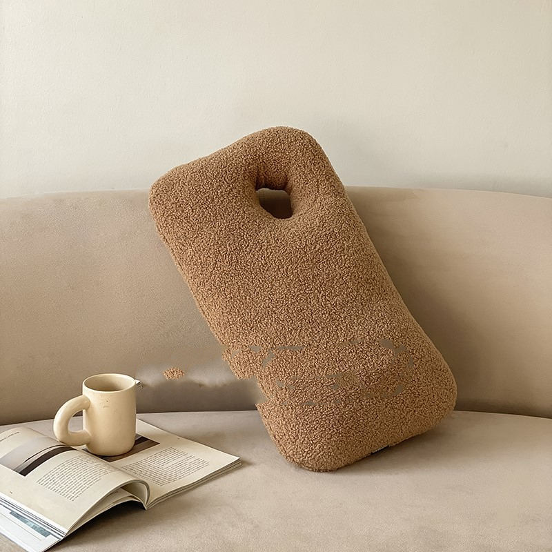 Simple Teddy Fleece Wool Roll Decorative Pillow Sofa Cushion