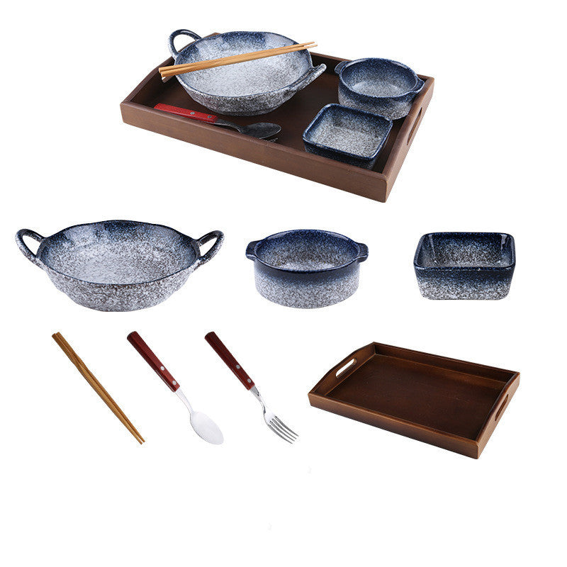 Cutlery Set Stoneware Breakfast Bowl Bibimbap Bowl Binaural Soup Bowl