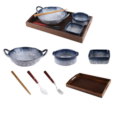 Cutlery Set Stoneware Breakfast Bowl Bibimbap Bowl Binaural Soup Bowl