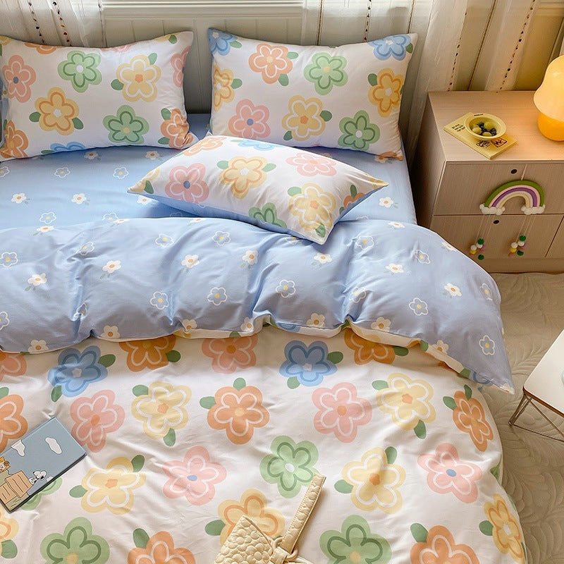 Printed Cartoon Girl  Quilt Cover Cotton Four-piece Bed Sheet