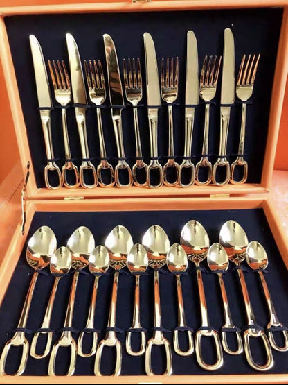 24-piece Handle Hanging Hole Knife Fork And Spoon