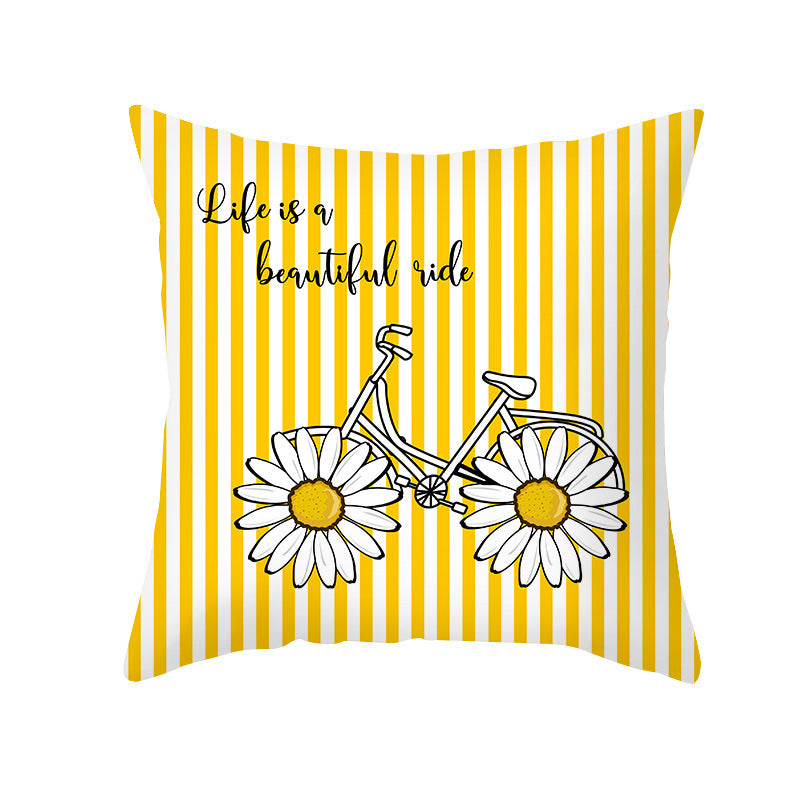 Housse de coussin moderne à imprimé marguerite jaune