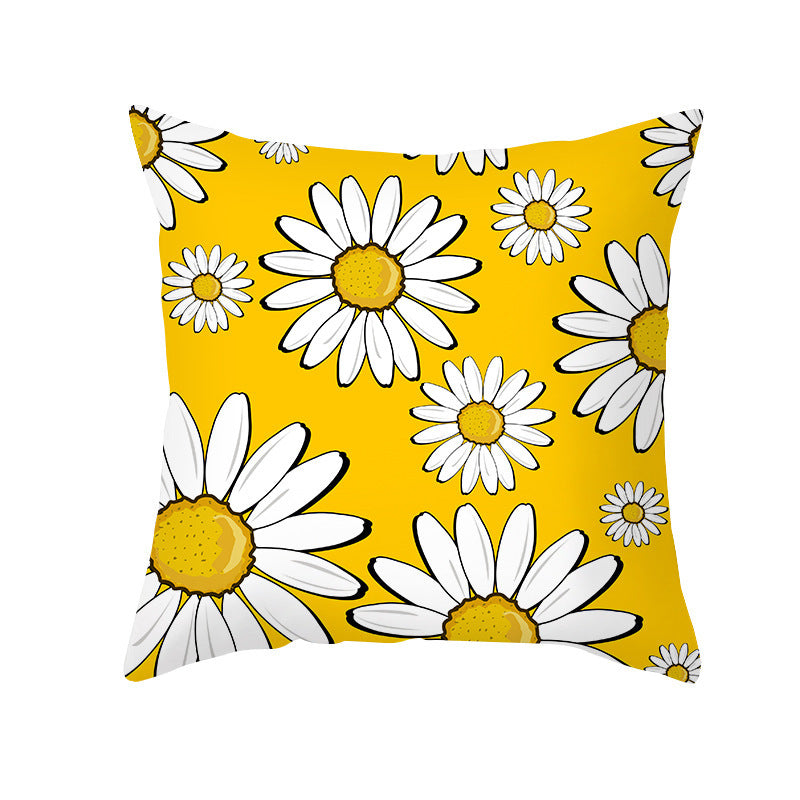 Housse de coussin moderne à imprimé marguerite jaune