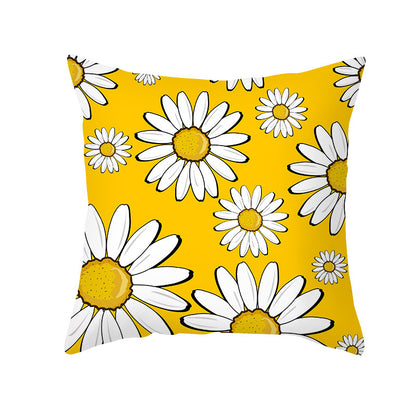 Housse de coussin moderne à imprimé marguerite jaune