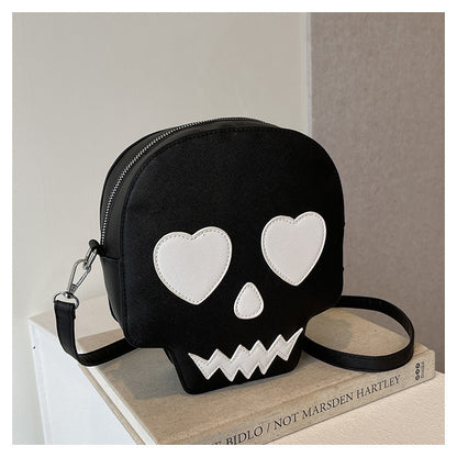 Cute Halloween Skull Small Shoulder Bags With Love Eyes Fashion Personality Crossbody Bag For Girls Women