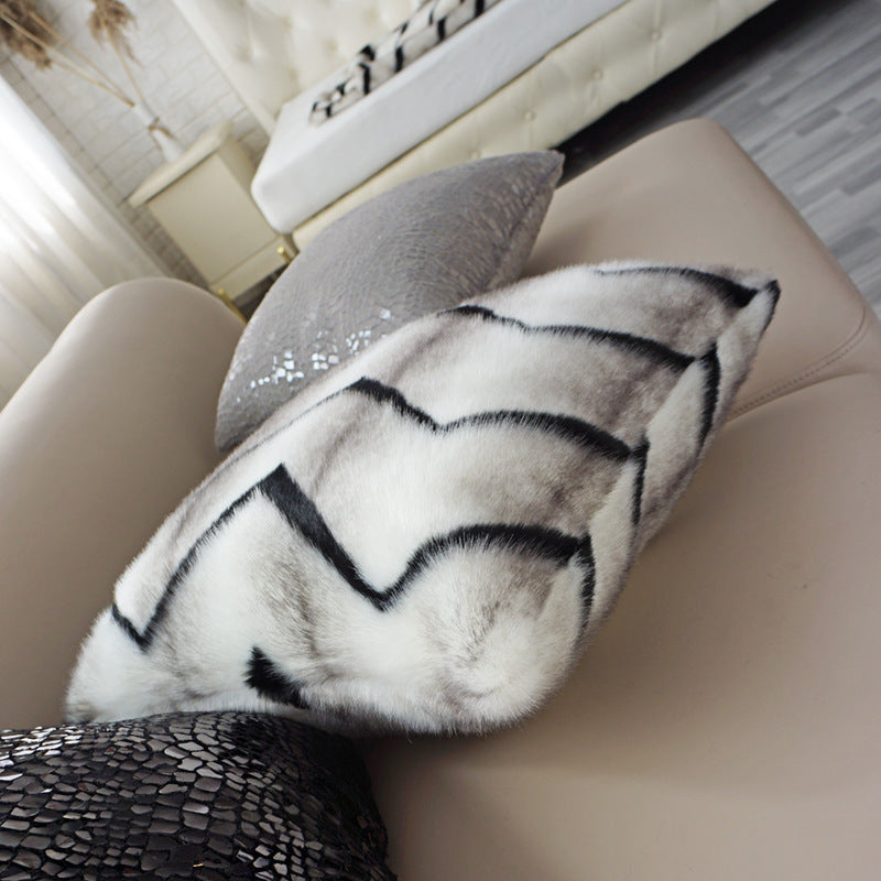 Zebra Tiger Pattern Imitation Fur Short Plush Sofa Cushion Pillow