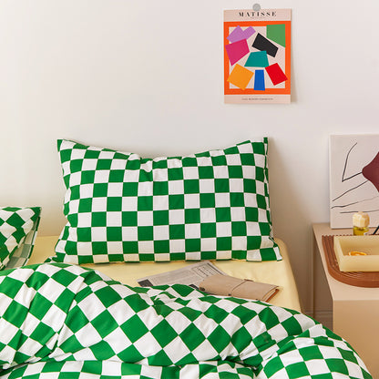 Simple Style Chessboard Plaid Cotton Pillowcase