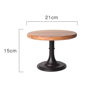 Nordic Style Retro Wooden Cake Plate Glass Cover