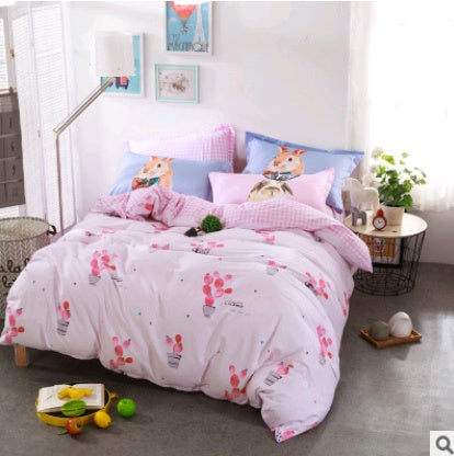 Cotton positioning pillowcase simple fashion bedding set of four