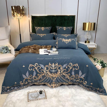 European-Style Luxury High-End Four-Piece Cotton Bed Linen And Silk Embroidery Quilt Cover