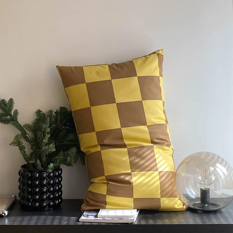 Simple Style Chessboard Plaid Cotton Pillowcase