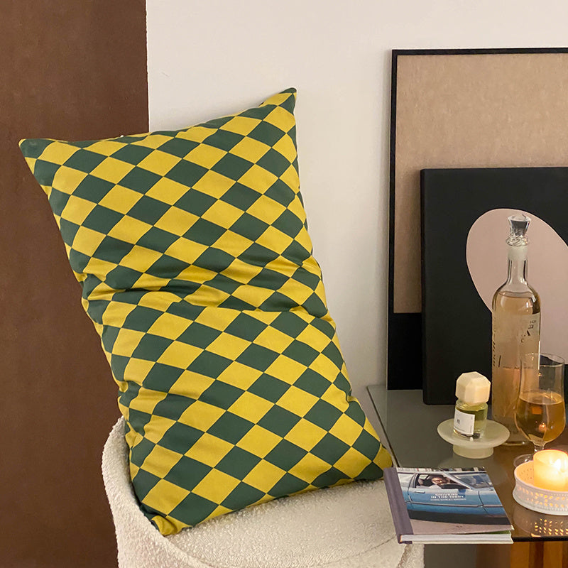 Simple Style Chessboard Plaid Cotton Pillowcase