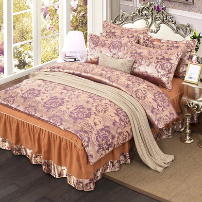 Satin bedspread bed skirt four-piece suit